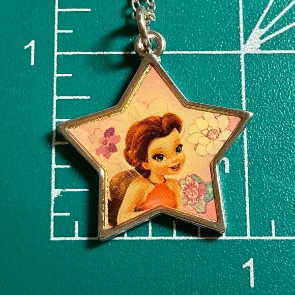 Vintage Disney Tinker Bell Rosetta Charm Necklace 18" Chain Fairy Silver Tone - Picture 6 of 6